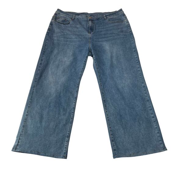 Unbranded Denim - Women's High Rise Stretch Wide Leg Jeans Size 22 Casual Coastal Preppy Y2K